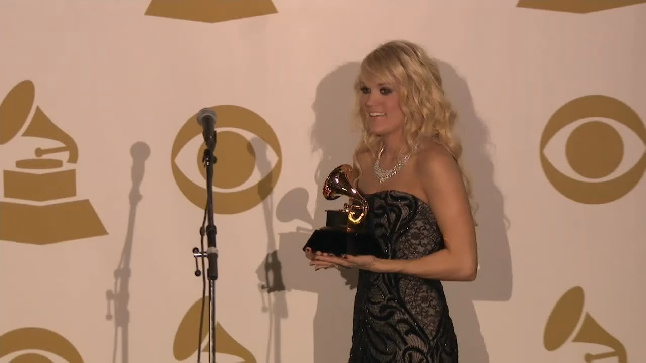 Carrie Underwood in the TV/Radio Room at the 55th Annual GRAMMY Awards
