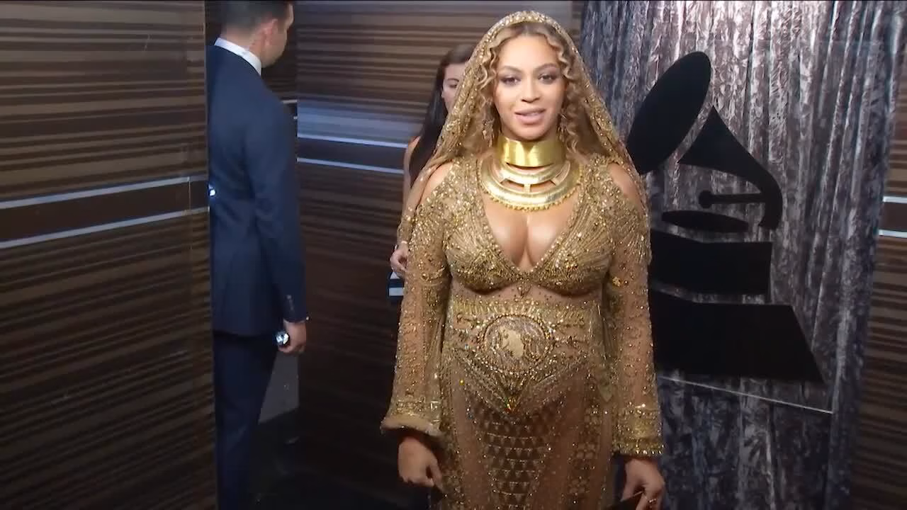 Beyoncé backstage at the 2017 GRAMMYs
