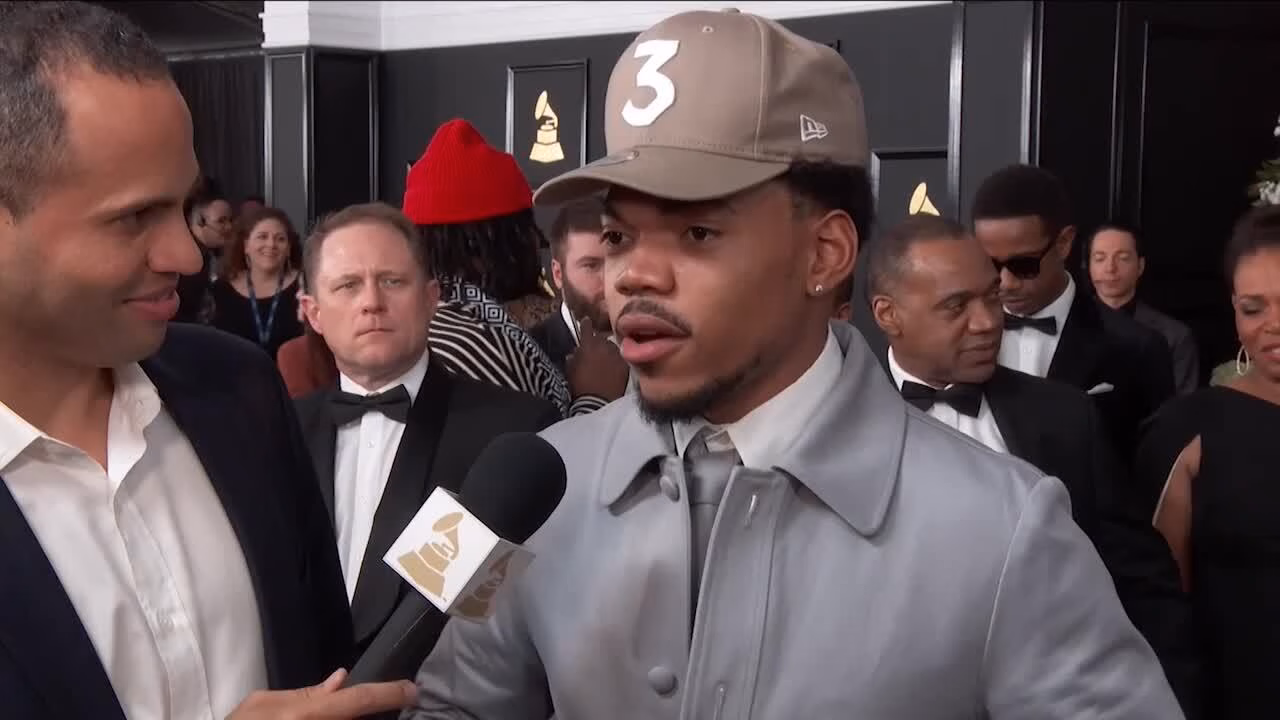 Chance The Rapper remembers Muhammad Ali on GRAMMY red carpet