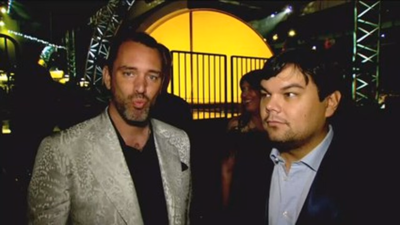Trey Parker and Book Of Mormon team at the Thank You Camera