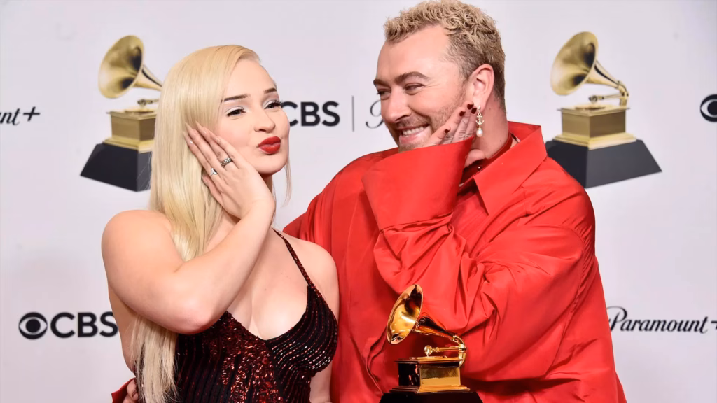 Kim Petras & Sam Smith backstage at the 2023 GRAMMYs