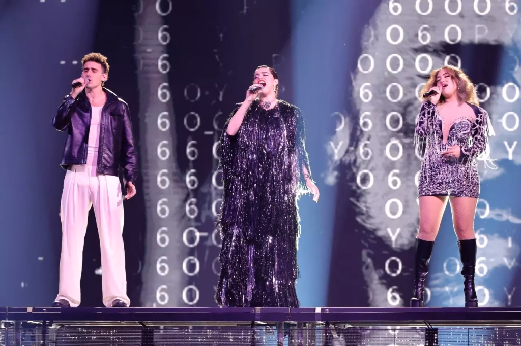 Leon Leiden, Natascha Falcão and Paola Guanche perform onstage during The 24th Annual Latin Grammy Awards on November 16, 2023 in Seville, Spain.