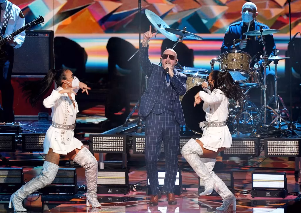 Pitbull rehearses at the 2020 Latin GRAMMYs