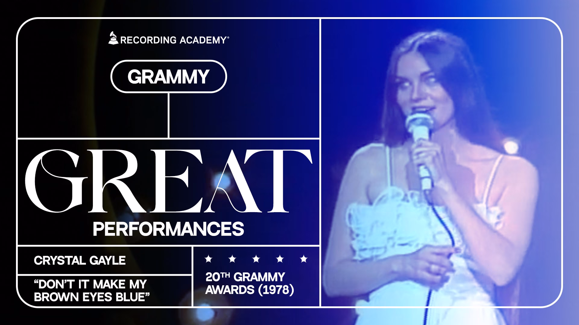 Crystal Gayle Delivers An Angelic Performance Of “Don’t It Make My Brown Eyes Blue” At The 1978 Grammys | Grammy Great Performances