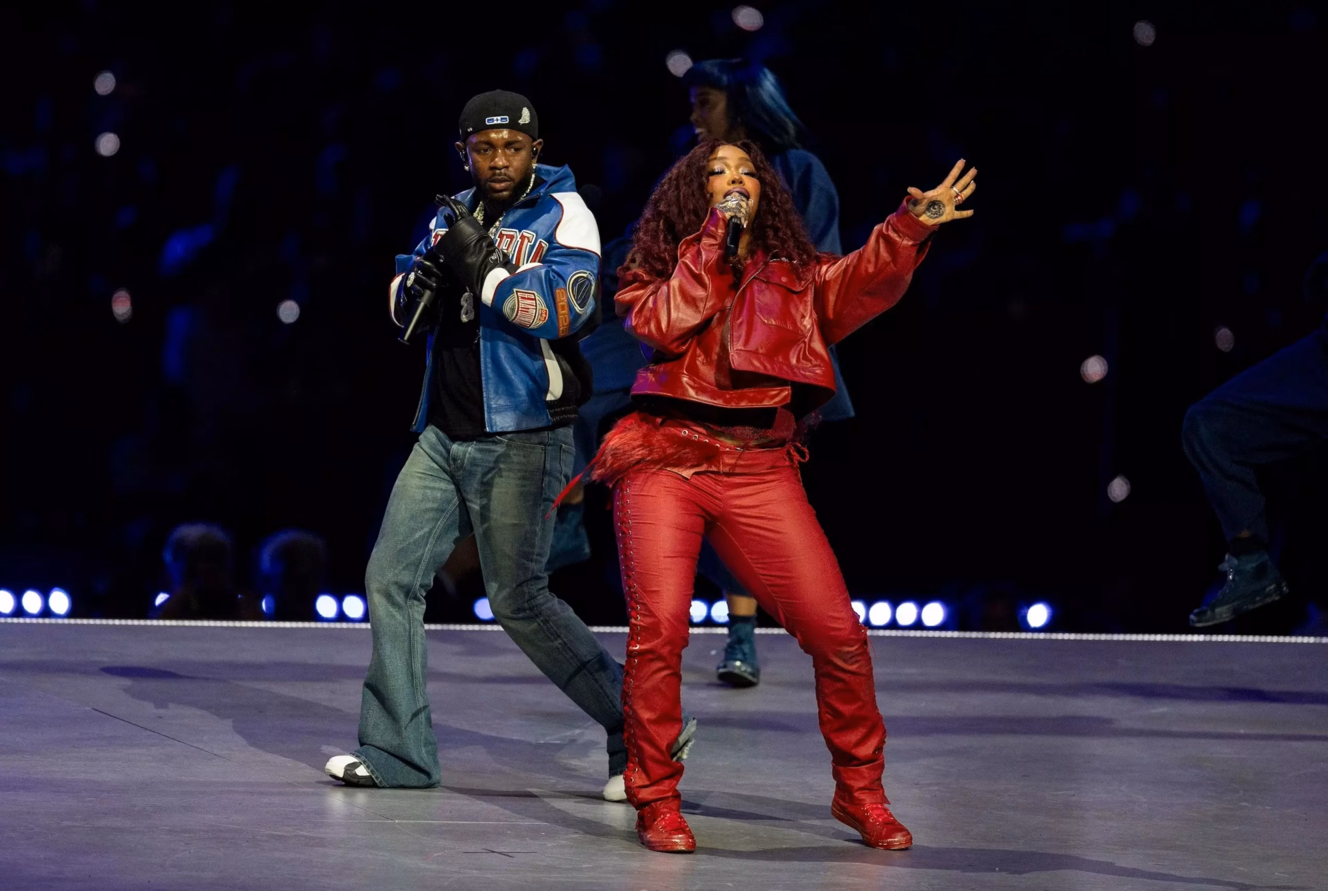 Kendrick Lamar & SZA performing at the 2025 Super Bowl