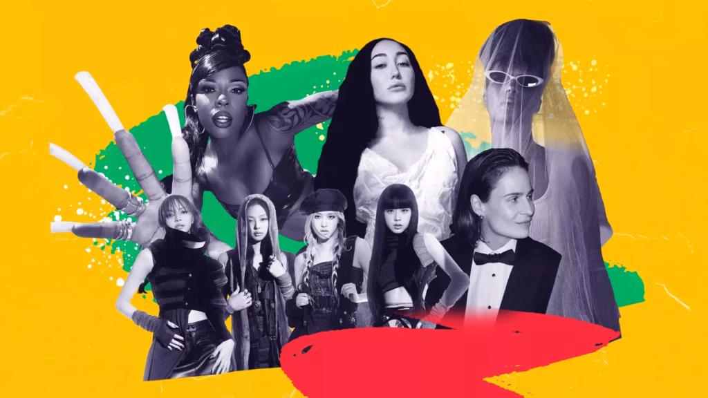 Photos of (Clockwise, L-R): BLACKPINK, Sudan Archives, Noah Cyrus, Santigold, Christine and The Queens