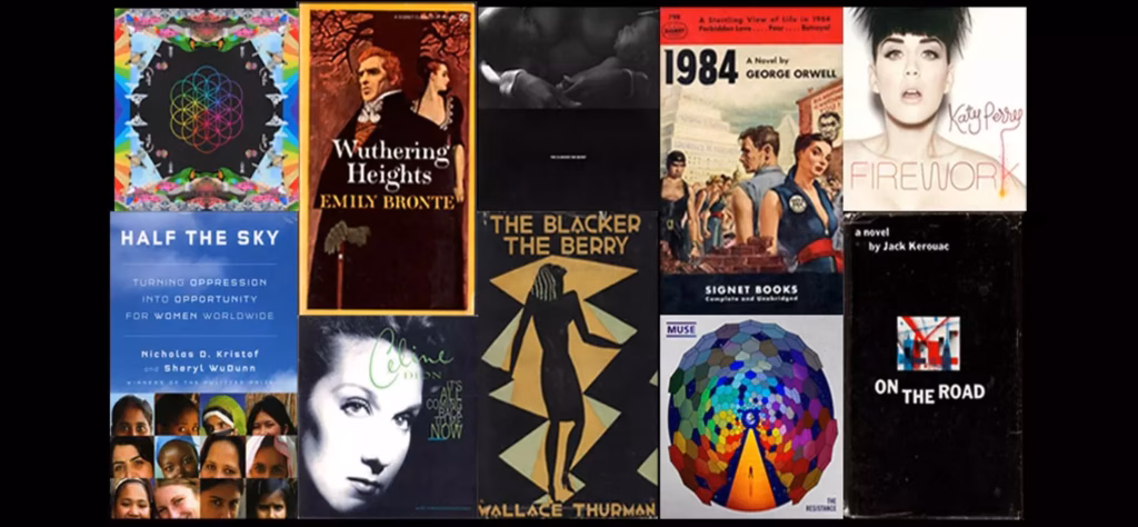 Collage of songs inspired by books