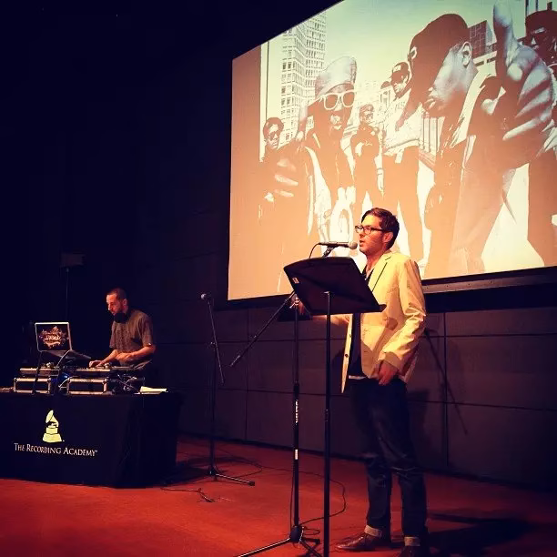 J.Period and Josh Kun at Civil Rights Radio: Music As Politics, a GRAMMY U educational program, on Aug. 13