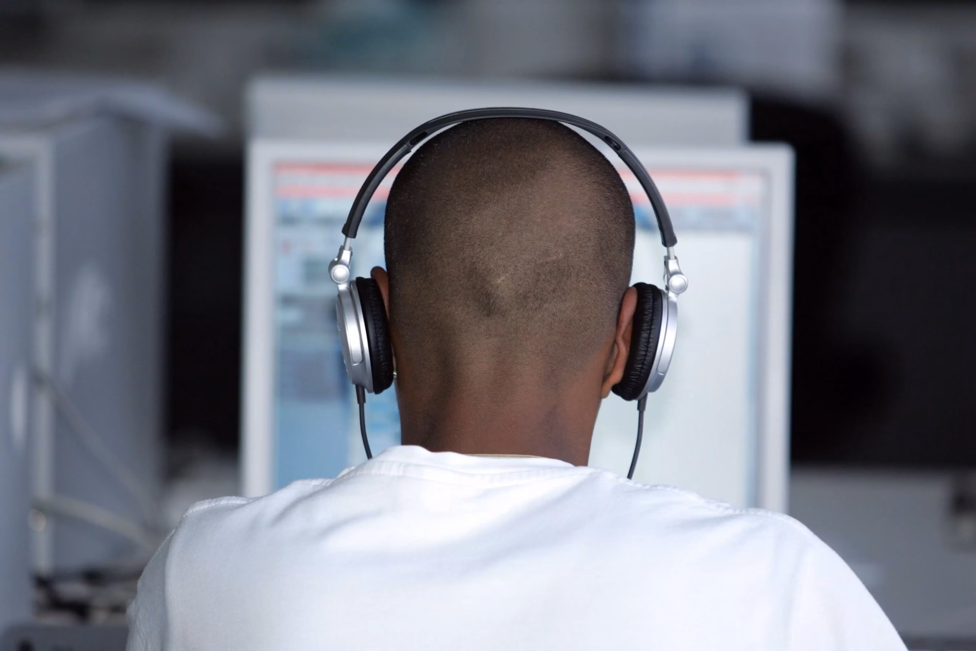 Man listening to headphones