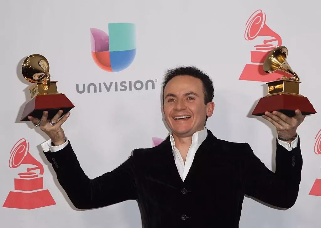 Fonseca celebrating his Latin GRAMMY wins