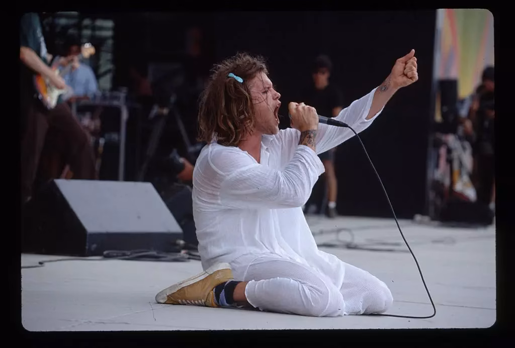 Shannon Hoon of Blind Melon performing at Woodstock '94