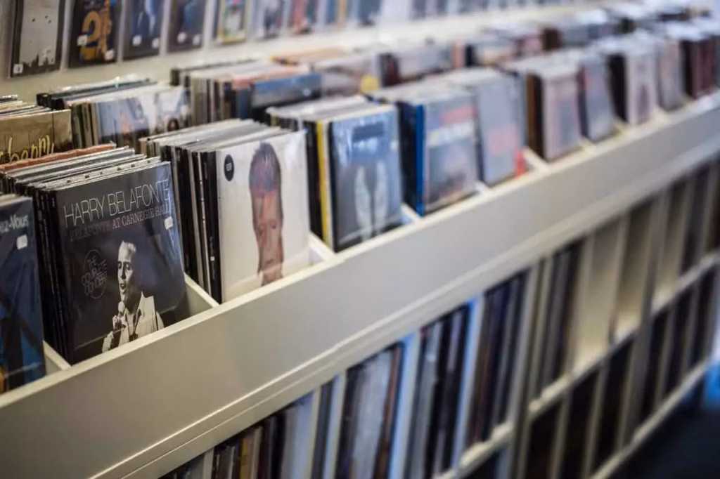 Vinyl records in a store