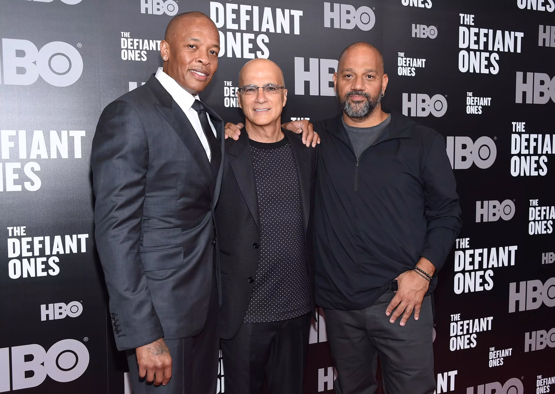 Dr. Dre, Jimmy Iovine and Allen Hughes red carpet