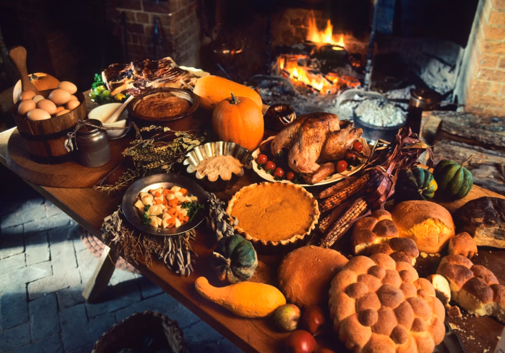 A thanksgiving dinner table