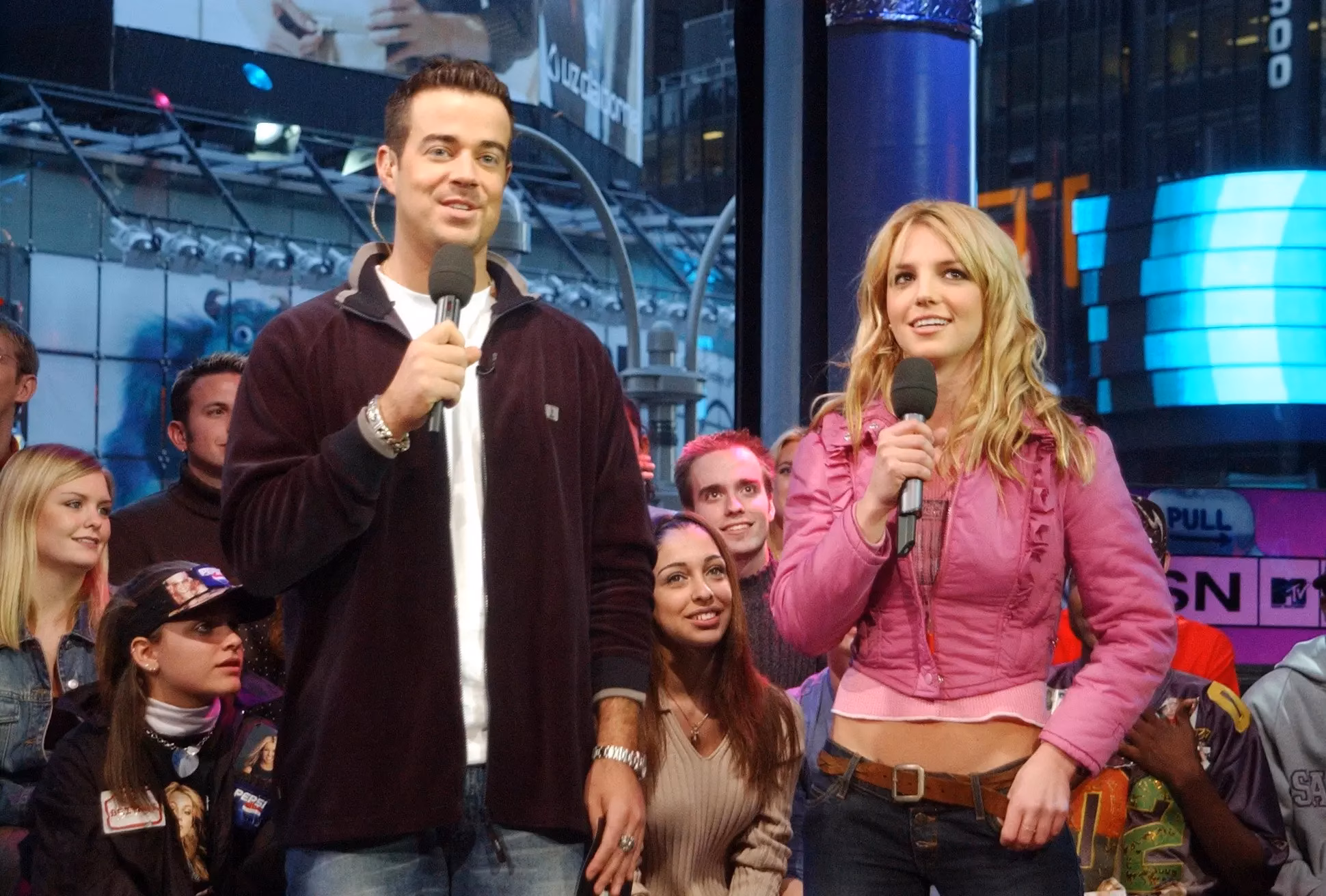 Carson Day and Britney Spears on TRL in 2001