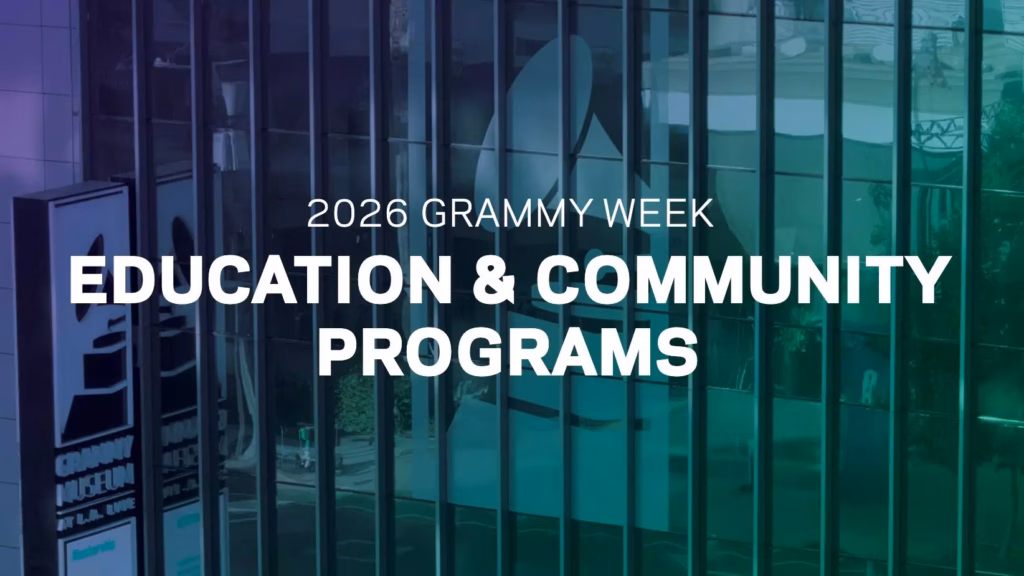 A graphic promoting the Grammy Museum's Grammy Week 2026 programming schedule. The words 