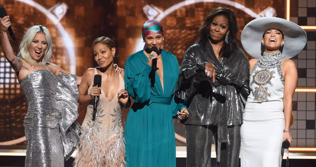 Lady Gaga, Jennifer Lopez, Jada Pinkett Smith, Michelle Obama & Alicia Keys at the 2019 GRAMMYs
