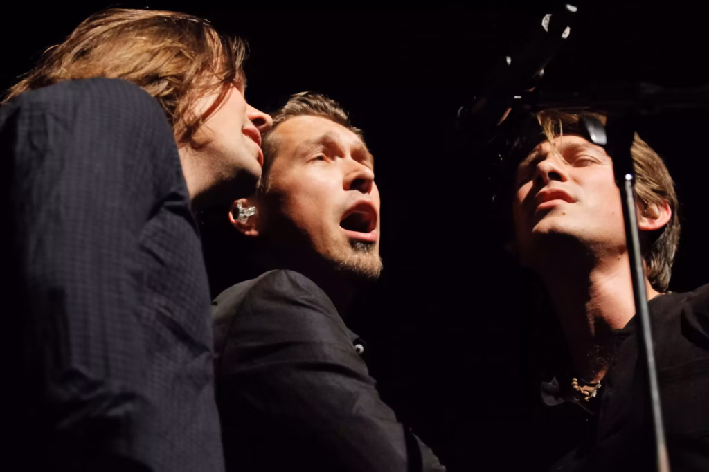Hanson onstage at the Fonda in Los Angeles