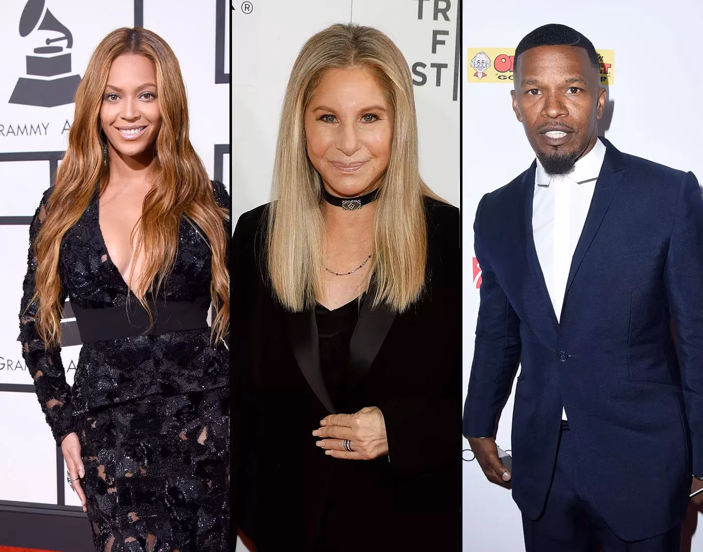 Beyoncé, Barbara Stresand, and Jamie Foxx