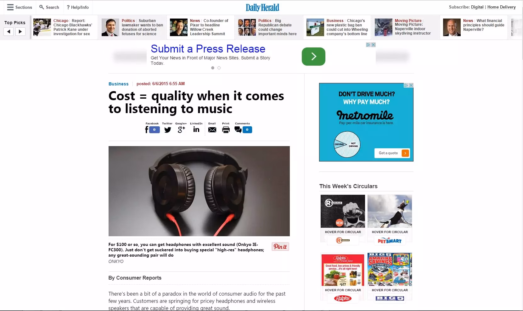COST = QUALITY WHEN IT COMES TO LISTENING TO MUSIC
