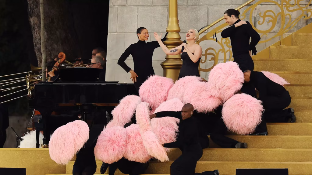 Lady Gaga performs at the 2024 Olympics.