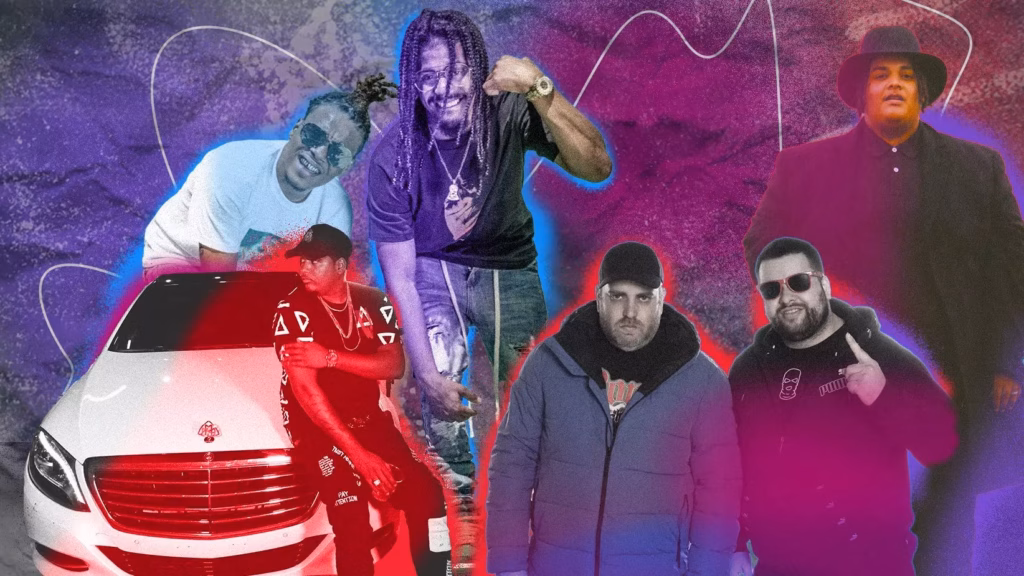 Graphic featuring photos of (L-R) Nexiio, Davinci, Hotllywood, DJ Chirrix, Catore, Chucky73