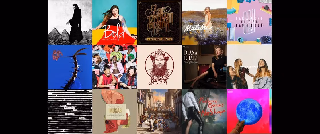Album covers from new music released in May 2017