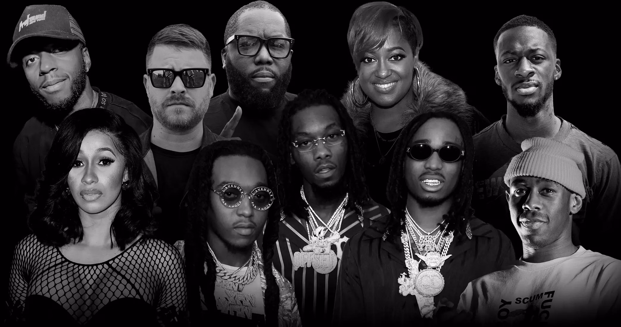 Cardi B, Migos, Rapsody, Tyler The Creator, Run The Jewels, 6lack, GoldLink,