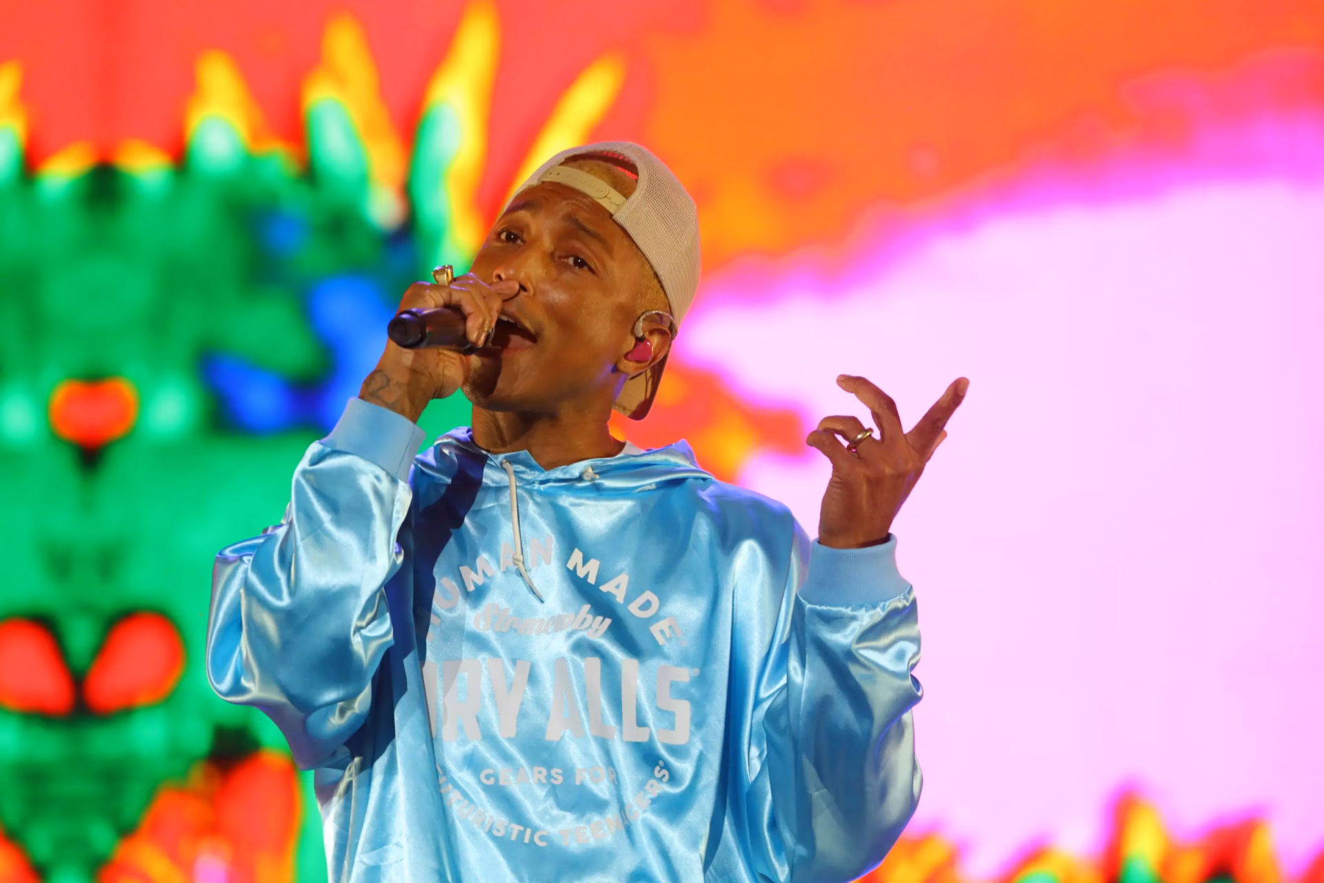 Pharrell Williams performs at GRAMMY Festival China in Beijing on April 30