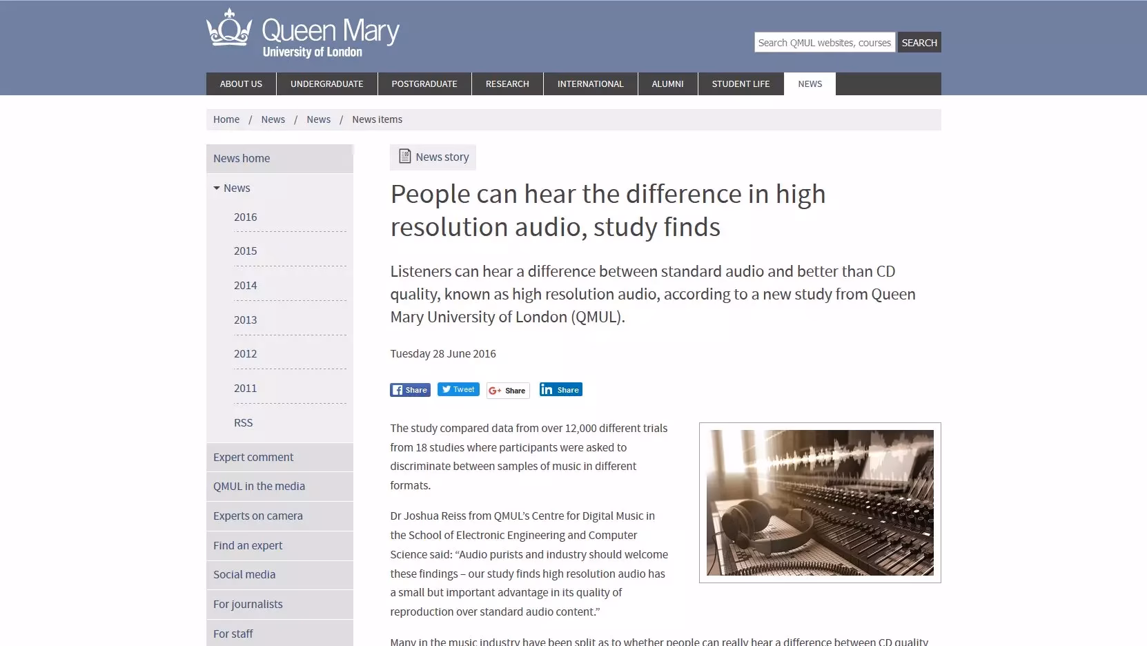 PEOPLE CAN HEAR THE DIFFERENCE IN HIGH RESOLUTION AUDIO, STUDY FINDS