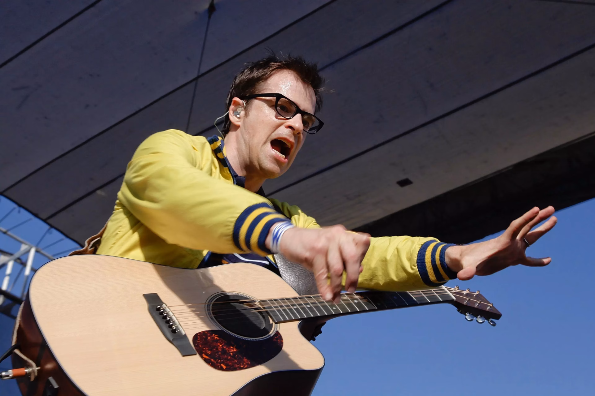 Weezer's Rivers Cuomo performs at the 2010 US Open of Surfing in Huntington Beach, Calif.