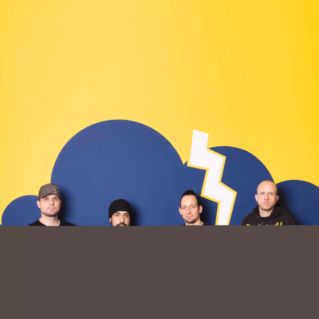 Volbeat (l-r) Anders Kjølholm, Rob Caggiano, Michael Poulsen, and Jon Larsen