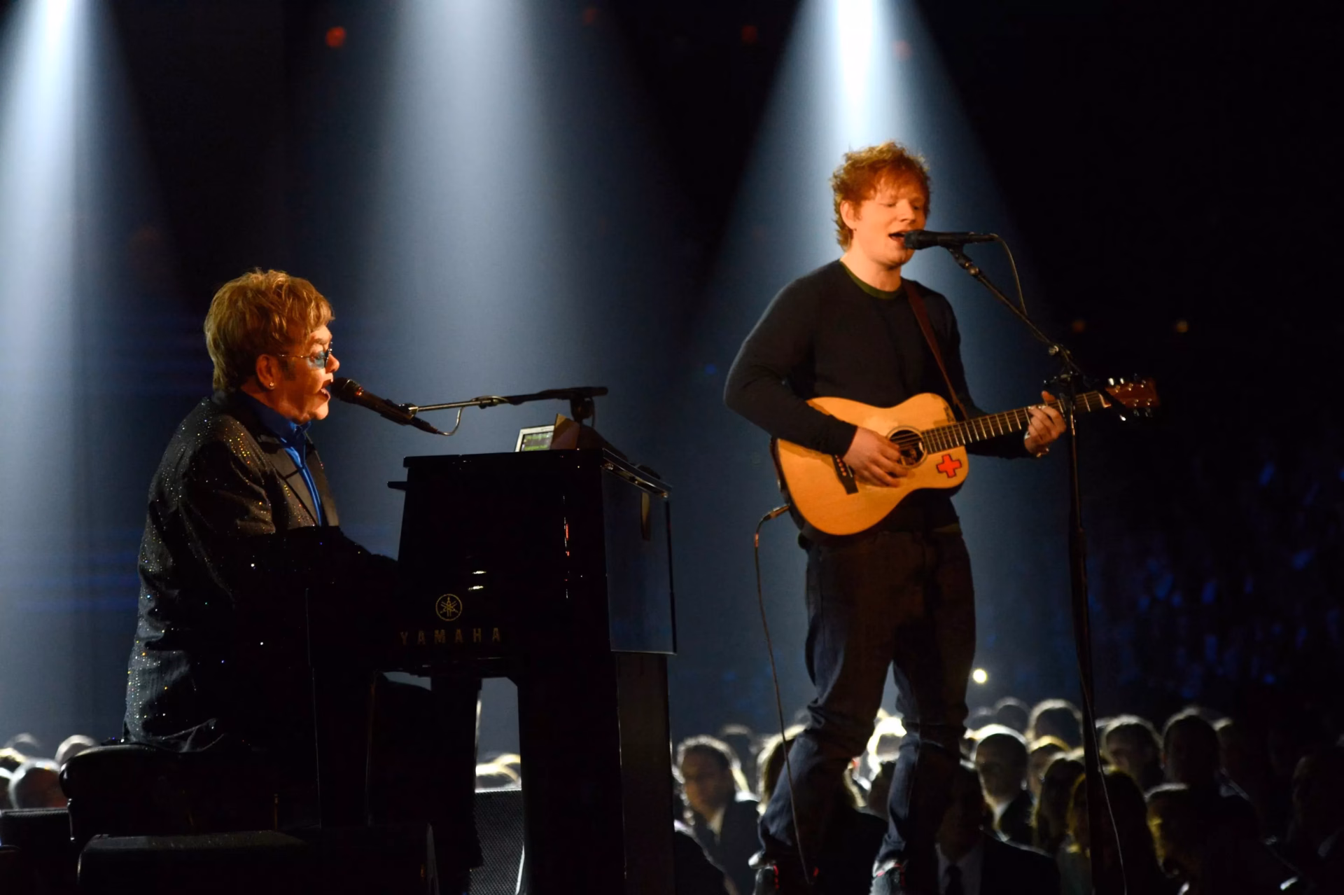 Ed Sheeran and Elton John at the 55th GRAMMY Awards, 2013