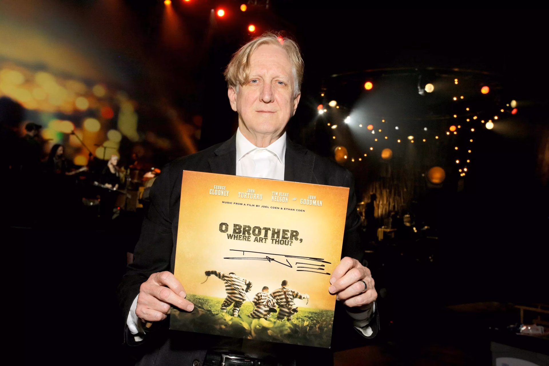 T Bone Burnett holds the 'O Brother, Where Art Thou?' vinyl soundtrack