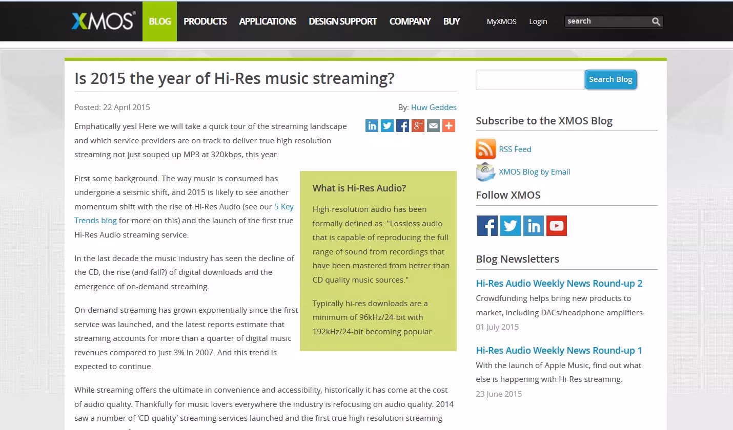 IS 2015 THE YEAR OF HI-RES STREAMING?