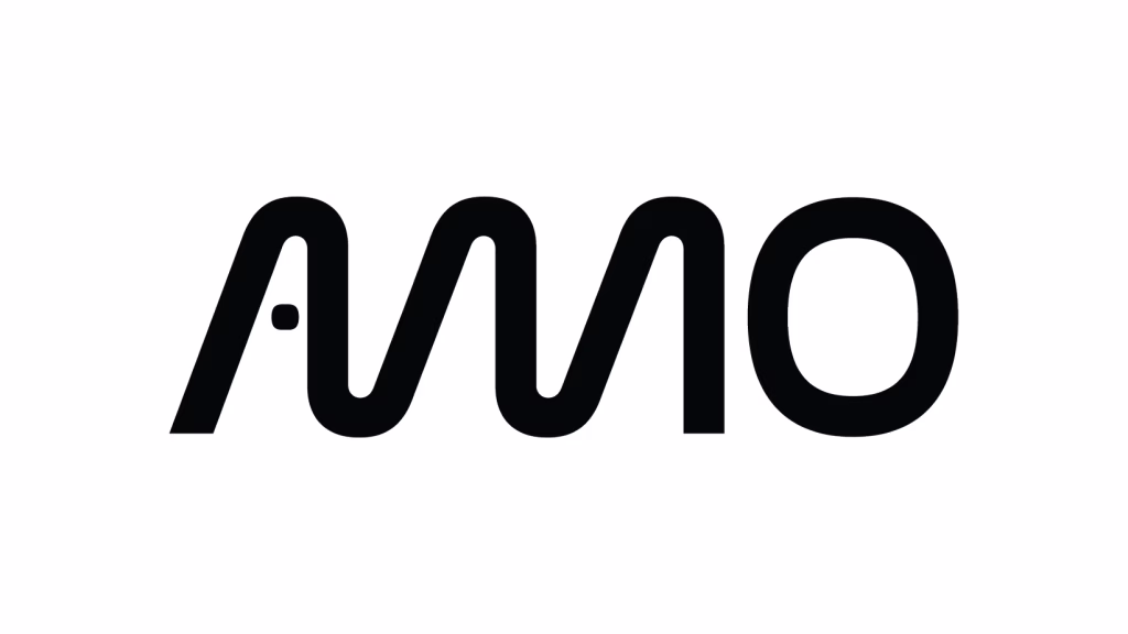 A graphic featuring the logo of the Association of Music Offices (AMO). The AMO logo is written in black atop a white background.